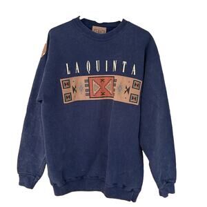 Vintage Sidi La Quinta Blue Sweatshirt XL Faux Suede Southwest Santa Fe